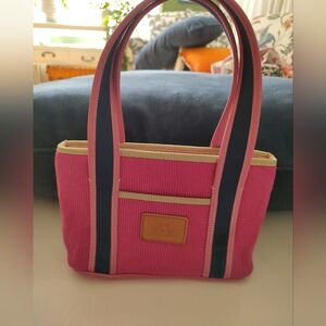The Sak Small Pink/Navy Tote With Beige Trim.